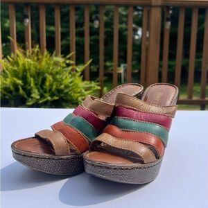Born Women’s Size 8 Multicolor Open Toe Wedge Sandal